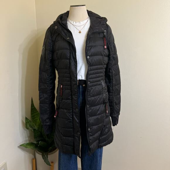 Canada Weather Gear Black Long Puffer Down Jacket Size S - Picture 1 of 5